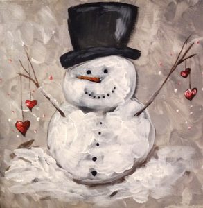 Artvana paint and sip - Snowman Hearts @ Top Down Brewing