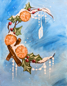 Artvana paint and sip - Winter Moon Wreath @ 15% Board Game Cafe