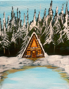 Artvana paint and sip - Cabin in the Woods @ Post and Pour