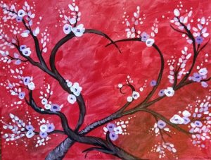 Artvana paint and sip - Valentines Cherry Blossoms @ Top Down Brewing