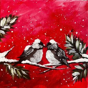 Artvana paint and sip - Winter Love Birds @ 15% Board Game Cafe